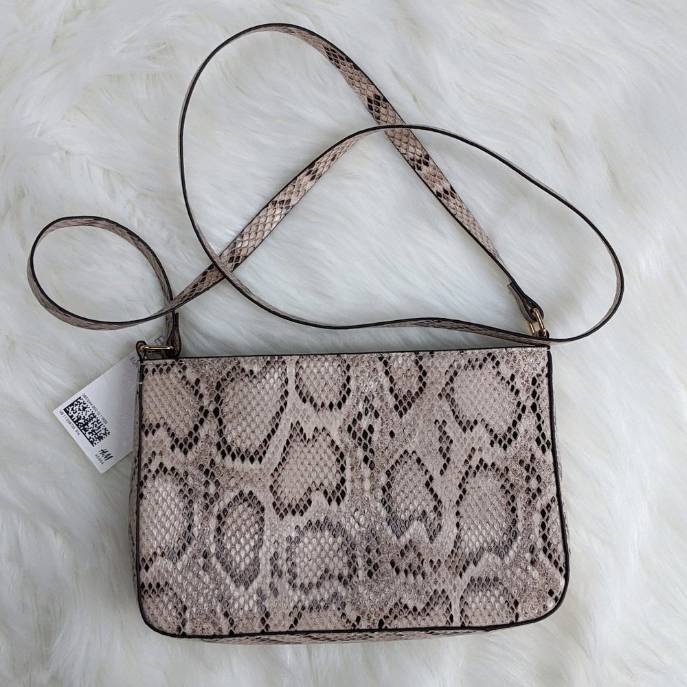 New H&M Ivory Animal Print Crossbody Bag Purse